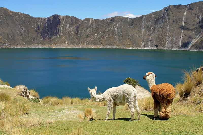 Vue sur le lac de cratère du volcan Quilotoa (Equateur)