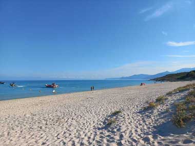 Immense plage de Saleccia en Corse avec son sable blanc (désert des Agriates, France)